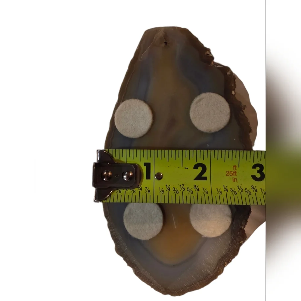 Natural Polished Thick Slice of Gold and Cream Agate Rough Edges Protective Felt